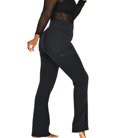 Athleta Delancey Straight Cargo Pants Black Straight Leg Pull On High Waist XS - Picture 1 of 15